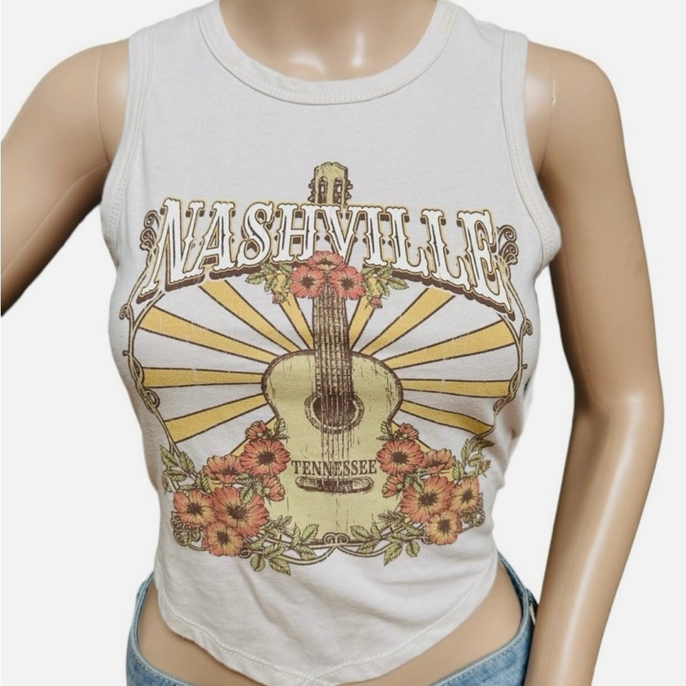 Altar'd State White Graphic Crop Tank Top